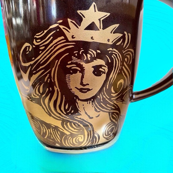 2012 Starbucks Anniversary Mug Brown & Gold Siren Mermaid w/ Star Crown - Picture 9 of 9